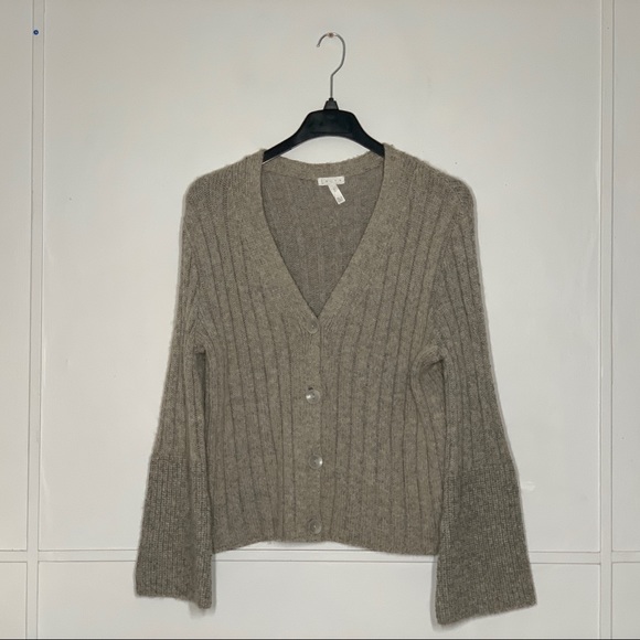 LEITH Rib Knit Wool Blend Cardigan - Picture 3 of 12
